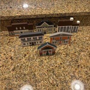 Vintage Cats Meow Village Lot 6 Buildings School Store Police Victorian Mansion